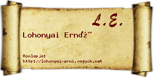 Lohonyai Ernő névjegykártya